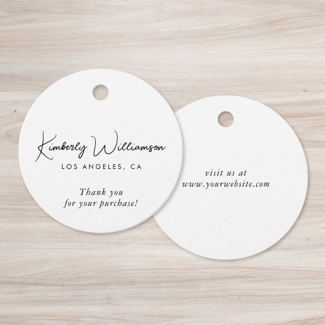 Etiqueta de regalo de agradecimiento Chic Script B (Chic Script Business Thank You Gift Tag)
