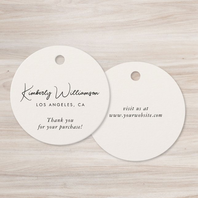 Etiqueta de regalo de agradecimiento Chic Script B (Chic Script Business Cream Thank You Gift Tag)