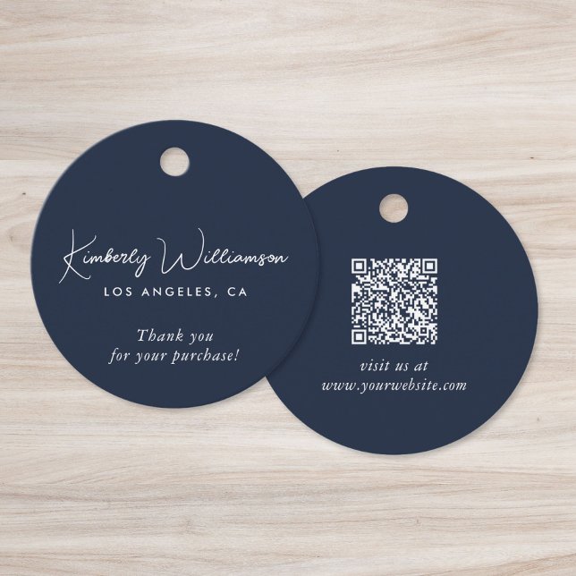 Etiqueta de regalo de agradecimiento con código QR (Chic Script Business QR Code Thank You Gift Tag)