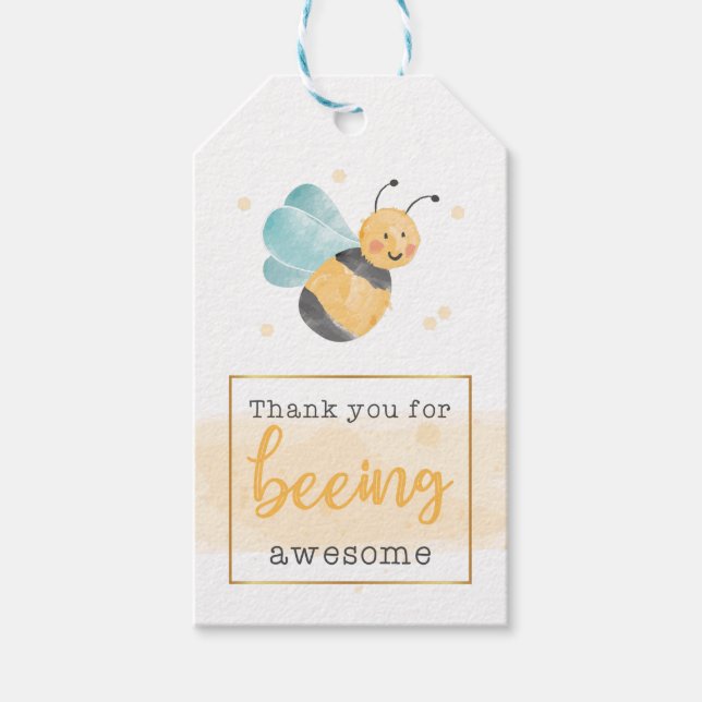 Etiqueta de regalo de agradecimiento de abeja (Anverso)