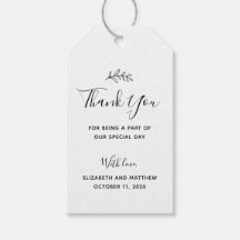 Etiqueta de regalo de agradecimiento moderna. Boda