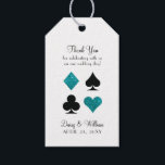 Etiqueta de regalo de agradecimiento Vegas Teal Gl<br><div class="desc">El toque final perfecto en una noche glamorosa de romance en Las Vegas,  la tarjeta de lentejuelas negras y azul verdoso acentúa estas etiquetas de regalo de favor que harán sonreír a sus invitados.</div>