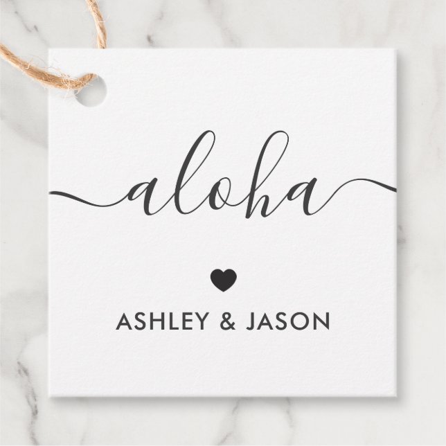 Etiqueta de regalo de Aloha, Boda Gracias Etiqueta (Anverso)