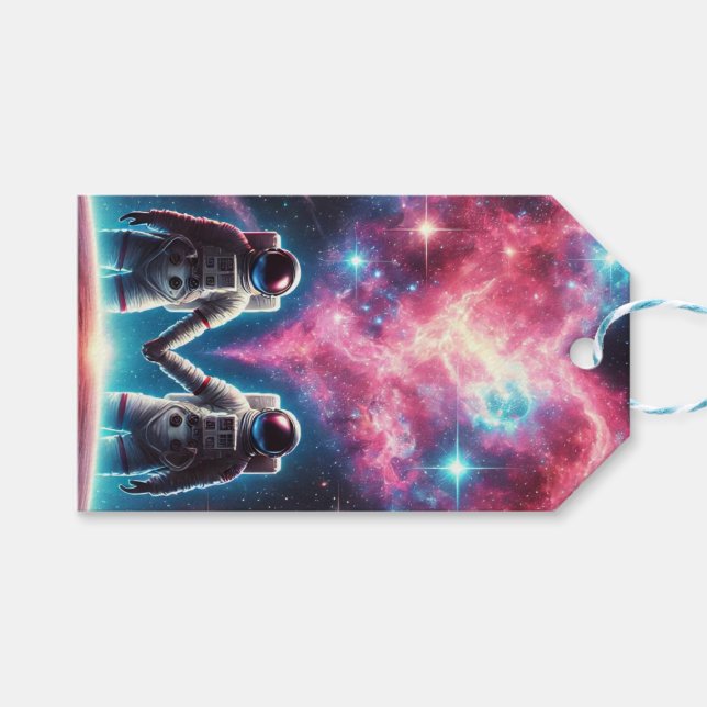 Etiqueta de regalo de amor cósmico (Frente (Horizontal))