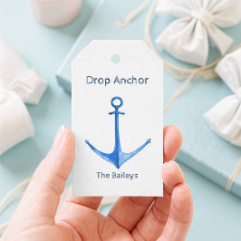 Etiqueta de regalo de ancla de barco rústica