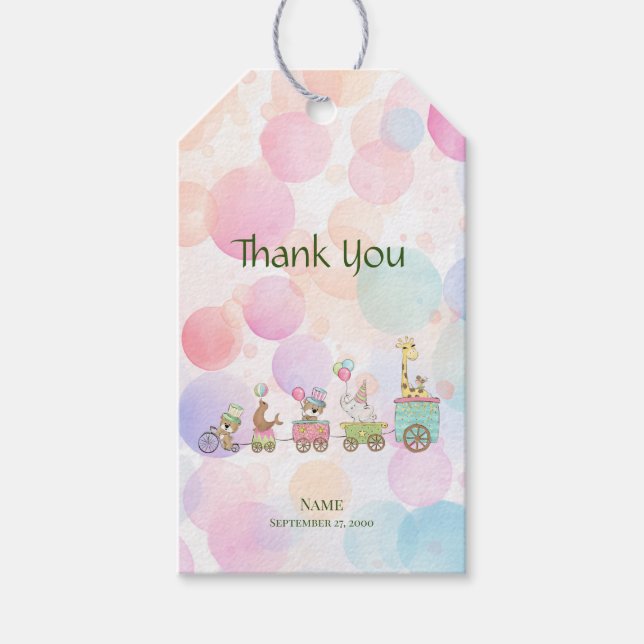 Etiqueta de regalo de animales de circo (Anverso)