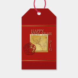 Etiqueta de regalo de Año Nuevo 2019 para cerdo ch