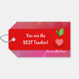 Etiqueta de regalo de Apple roja para profesor