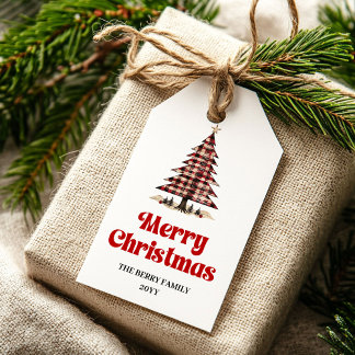 Etiqueta de regalo de árbol de moda en acuarela fe