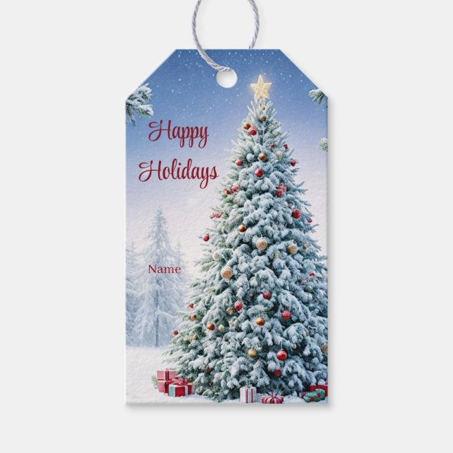 Etiqueta de regalo de árbol de Navidad (Anverso)