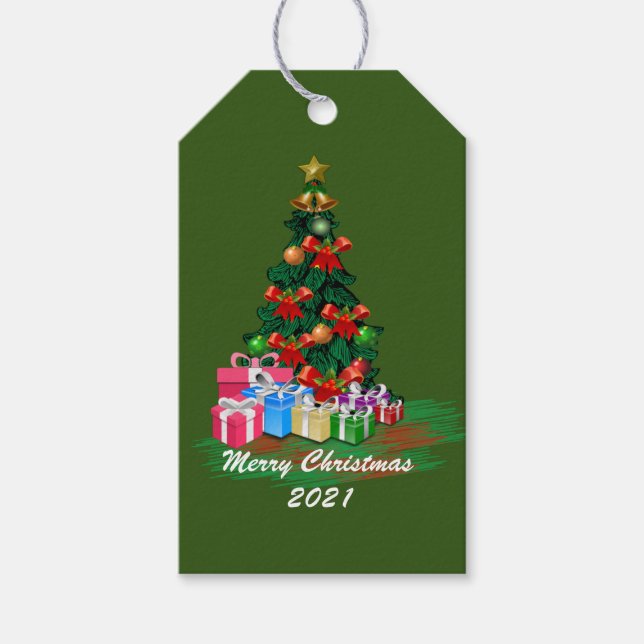 Etiqueta de regalo de árbol de Navidad (Anverso)