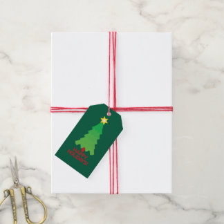 Etiqueta de regalo de árbol de Navidad con estrell