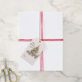 Etiqueta de regalo de árbol de navidad de color de