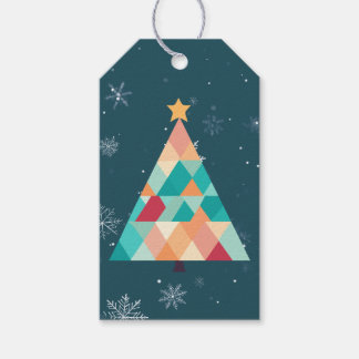 Etiqueta de regalo de árbol de Navidad en mosaico