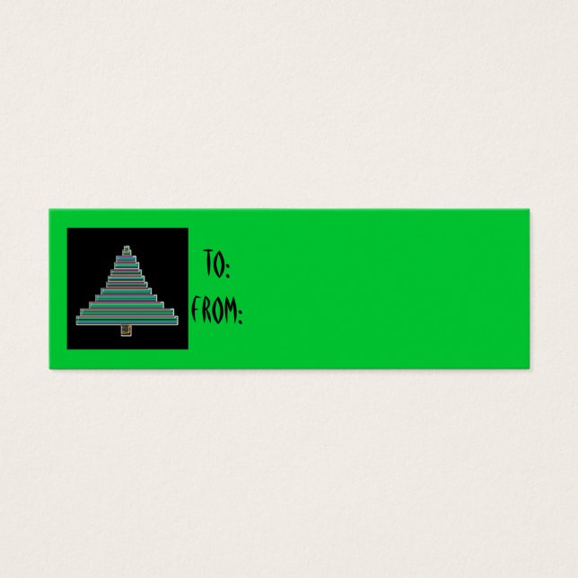 etiqueta de regalo de árbol de navidad neón (Frente)