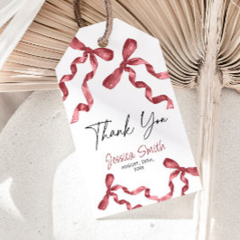 Etiqueta de regalo de arco de Borgoña de agradecim