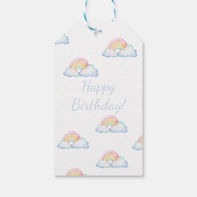 Etiqueta de regalo de arcoíris pastel adorable (Reverso)