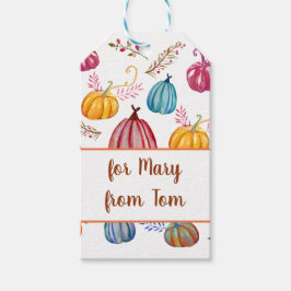 Etiqueta de regalo de arte de las calabazas colori