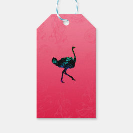 Etiqueta de regalo de avestruz abstracta
