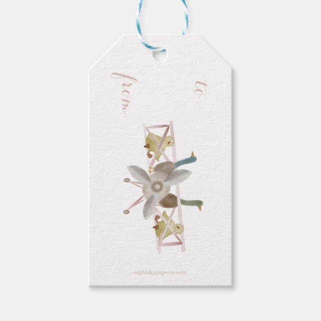 Etiqueta de regalo de avión rosa (Anverso)