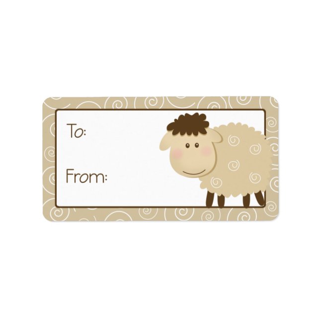 Etiqueta de regalo de Baa Baa Sheep Tan Swirl (Frente)