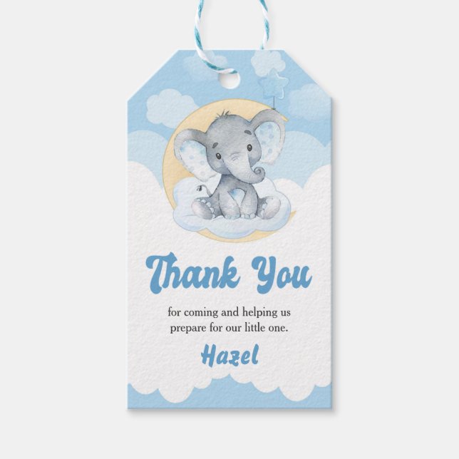 Etiqueta de regalo de Baby Shower de Elephant Boy (Anverso)