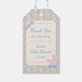 Etiqueta de regalo de Baby Shower de Grace Blue y 