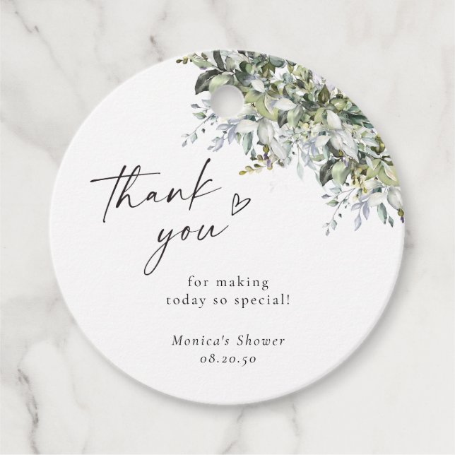 Etiqueta de regalo de Baby Shower de hierbas verde (Anverso)