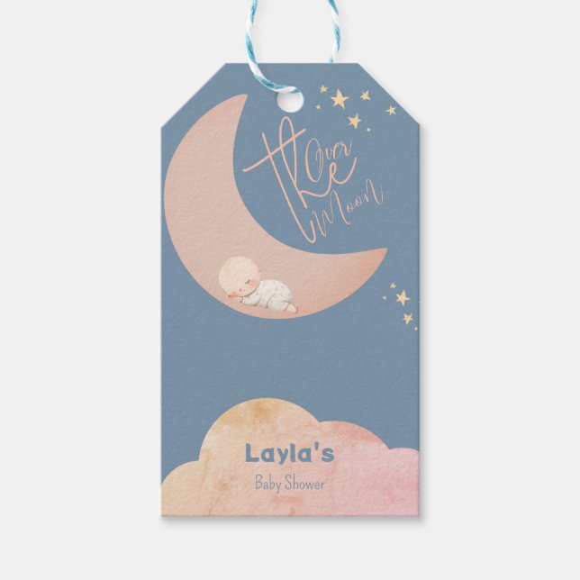 Etiqueta de regalo de Baby Shower Dreamy Baby Over (Anverso)