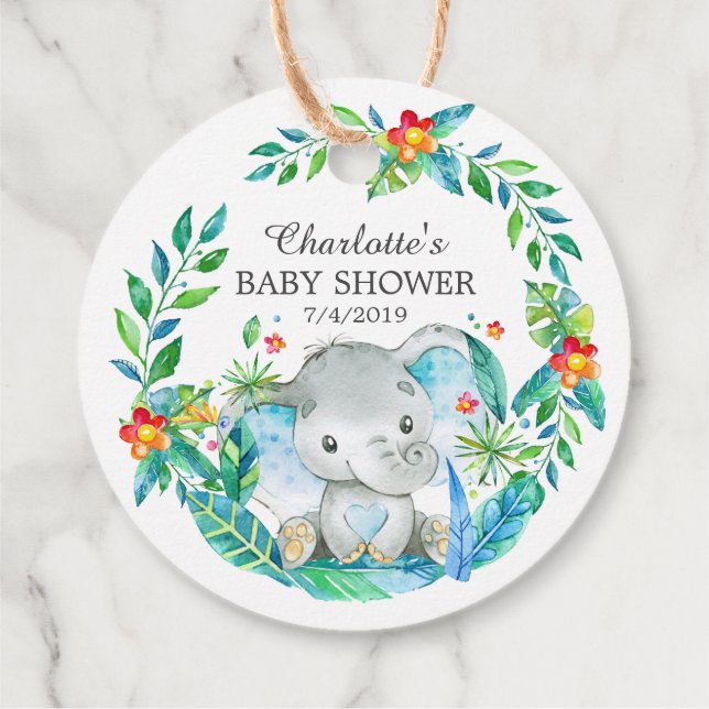 Etiqueta de regalo de Baby Shower Favorito de Elef (Reverso)