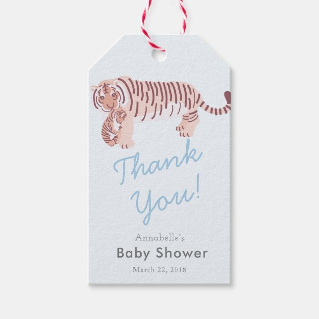 Etiqueta de regalo de Baby Shower Mamá Tiger & Cub (Anverso)
