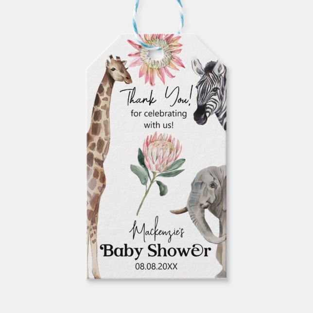 Etiqueta de regalo de Baby Shower para animales de (Anverso)