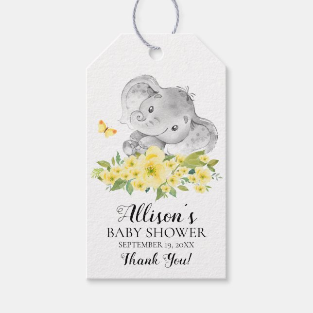 Etiqueta de regalo de Baby Shower para Elephant Ha (Anverso)