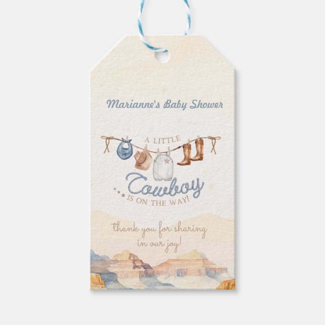 Etiqueta de regalo de Baby Shower para niñito (Anverso)