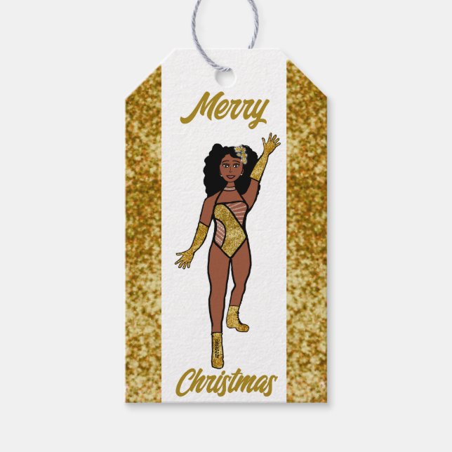 Etiqueta de regalo de bailarín personalizada Gold  (Anverso)