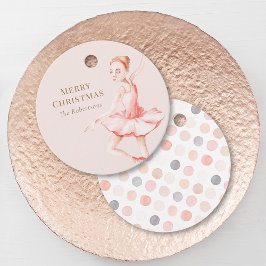 Etiqueta de regalo de bailarina de Navidad feliz