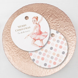 Etiqueta de regalo de bailarina de Navidad feliz