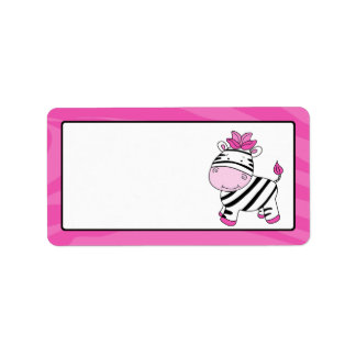 Etiqueta de regalo de banda de cebra rosa