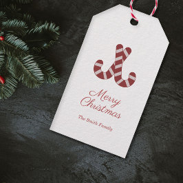 Etiqueta de regalo de bastón de caramelo de Navida