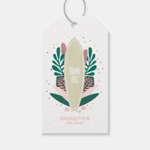 Etiqueta de regalo de bebé a bordo rosa tropical