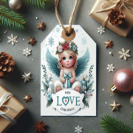 etiqueta de regalo de bebé Angel para navidades