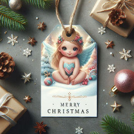 Etiqueta de regalo de bebé de Angel navidades
