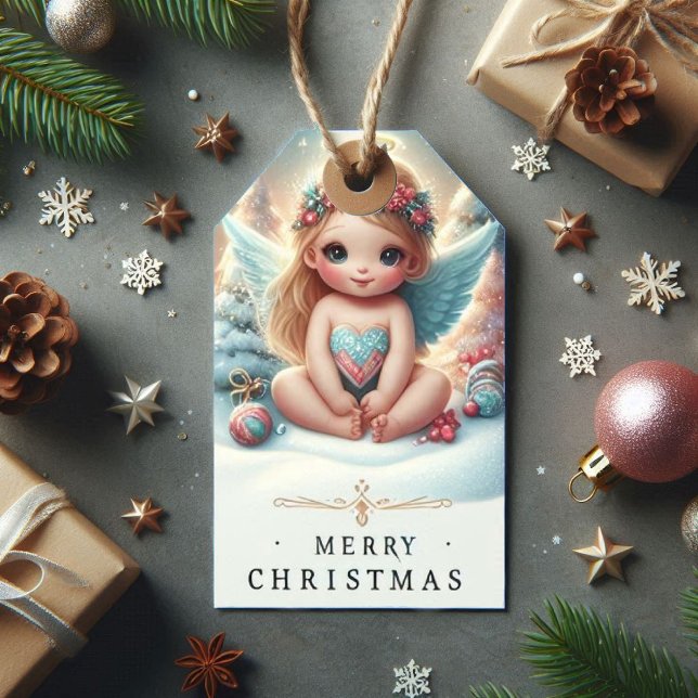 Etiqueta de regalo de bebé de Angel navidades (Subido por el creador)