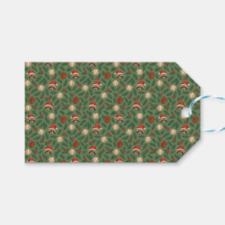 Etiqueta de regalo de béisbol de mapache de Navida