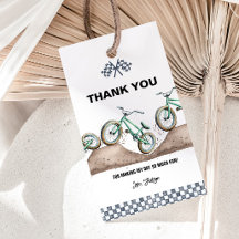 Etiqueta de regalo de bicicleta de tierra BMX verd