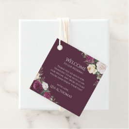 Etiqueta de regalo de bienvenida Boda de Borgoña M