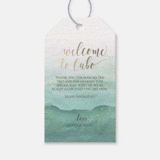 Etiqueta de regalo de bienvenida de boda - acuarel