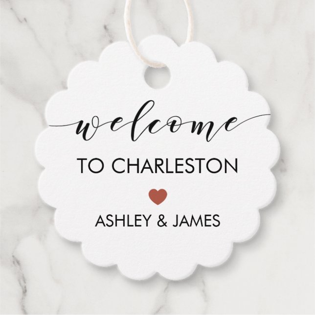 Etiqueta de regalo de bienvenida de boda, huéspede (Anverso)