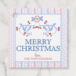 Etiqueta de regalo de bienvenida de color azul roj