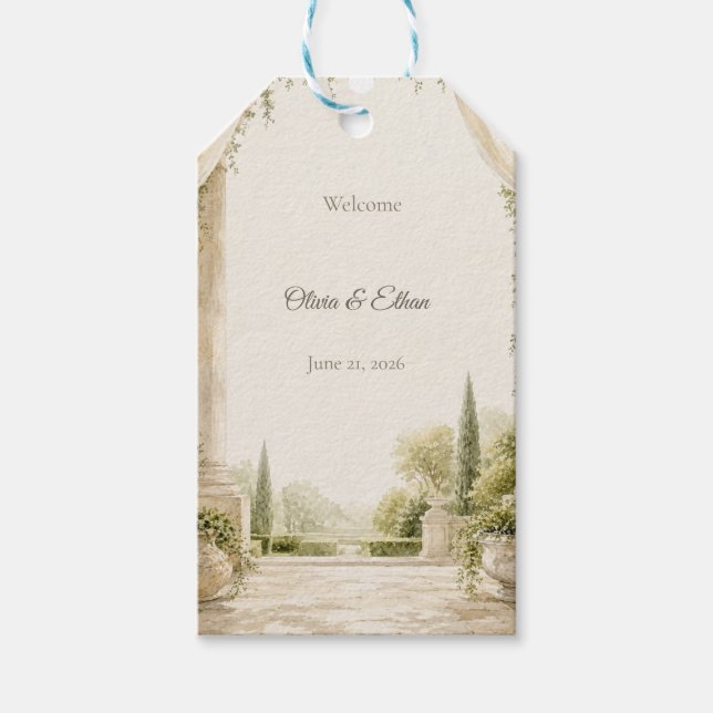 Etiqueta de regalo de bienvenida para boda (Anverso)